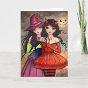 Zusters van Halloween Gotische Fantasie Kunst Kaart