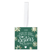 Zusters verbonden op hartfoto Keepomwille Green Kubus Ornament (Voorkant)