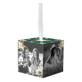 Zusters verbonden op hartfoto Keepomwille Green Kubus Ornament (Achter hoekig)