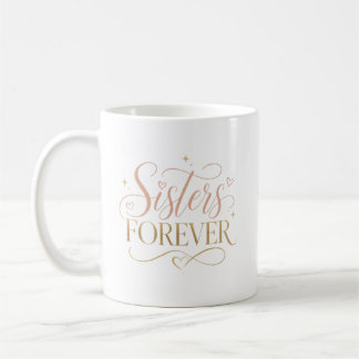 Zusters Voor altijd Elegant Roze Goud Typografie Koffiemok