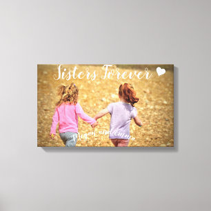 Zusters Voor Altijd Foto Sjabloon Ingepakt Canvas Afdruk