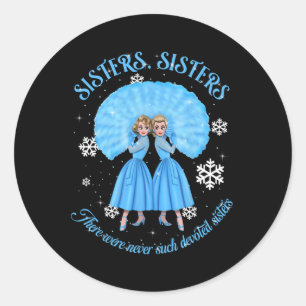 Zusters Wit Kerstfilm 1954 Xmas Sneeuwdeksel Ronde Sticker