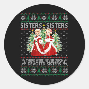 Zusters Witte Kerst Film Xmas Sneeuw Vakantie Pyja Ronde Sticker
