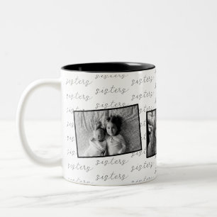 Zusters Zwart en Wit Aangepaste Foto's Tweekleurige Koffiemok