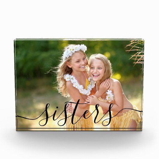 Zusters Zwart Script Overlay Custom Fotoblokken (Voorkant)