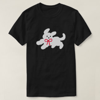Zut wit puppy met rode strik Coquette esthetiek T-shirt