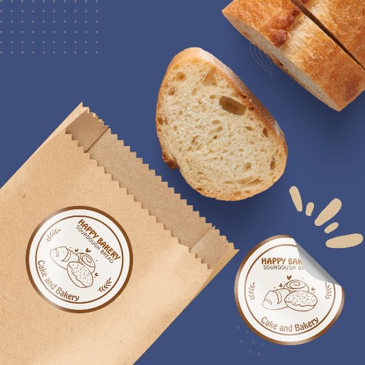 Zuurdeeg Brood Bakkerij Iconen Koffie Toon Ronde Sticker