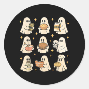 Zuurdesembrood Halloween Schattig Spook Huisvrouw Ronde Sticker