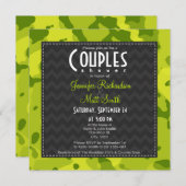 Zuurgroene camo; Uitnodiging voor douchen voor kop (Voorkant / Achterkant)