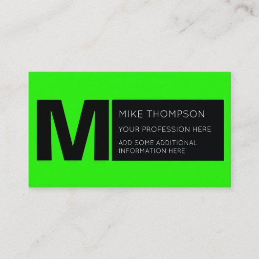 Zuurneon groene kleur, modern visitekaartje (Voorkant)