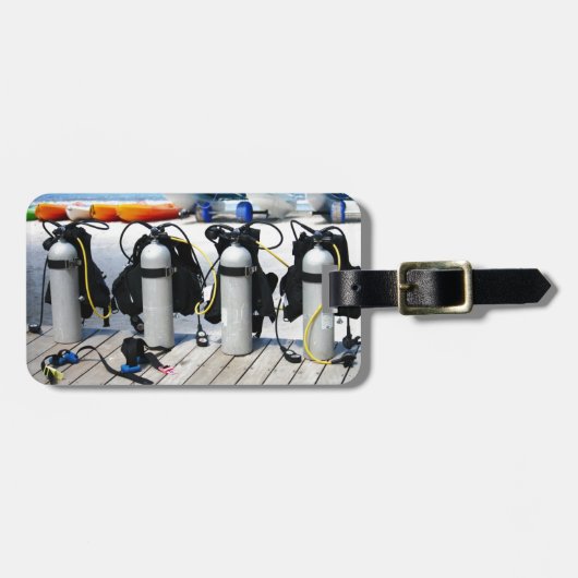 Zuurstoftanks voor het duiken van scuba in het Car Bagagelabel (Voorkant horizontaal)