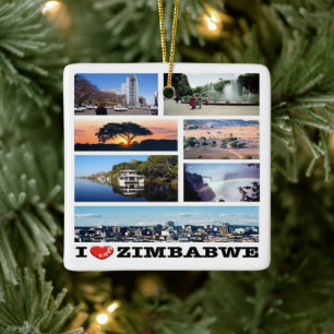 ZW019 ZIMBABWE I Love, Mosaic, Africa, Keramisch Ornament