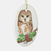 Zw Whet Owl kerstversiering Keramisch Ornament (Rechts)