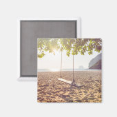 Zwaaien op de strand bij zonsondergang magneet (Voorkant / Achterkant)