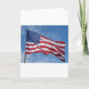 Zwaaiende Amerikaanse Vlag Tegen Blauwe Lucht Kaart