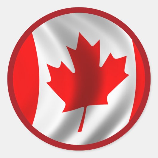 Zwaaiende Canadese vlag Ronde Sticker (Voorkant)