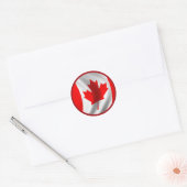 Zwaaiende Canadese vlag Ronde Sticker (Envelop)