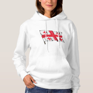 Zwaaiende Georgische Vlag Rood en Wit Vijf Kruizen Hoodie