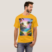 Zwaaiende palmbomen t-shirt (Voorkant volledig)
