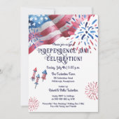 Zwaaiende vlag Vuurwerk Onafhankelijkheidsdag Vier Kaart (Voorkant)