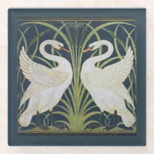 zwaan art nouveau twee zwanen glazen onderzetter