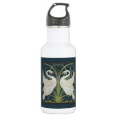 zwaan art nouveau twee zwanen waterfles  (Voorkant)
