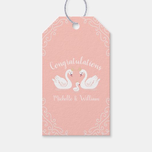zwaan Baby shower Cadeaulabel (Voorkant)