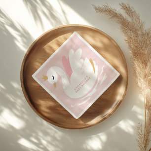 Zwaan babyshower meisjesachtig roze aqua schattig  servet