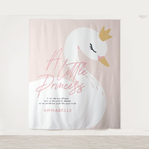 Zwaan babyshower meisjesachtig roze aqua schattig wandkleed