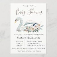 Zwaan Bloemneutraal Baby shower Uitnodiging