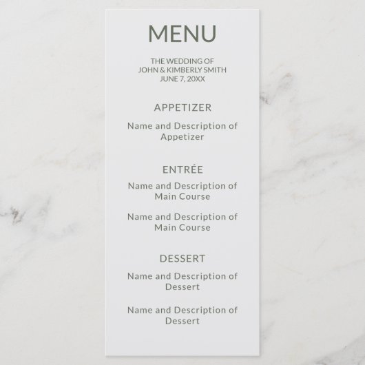 Zwaan bruiloft Monogram Flat Menu (Voorkant)