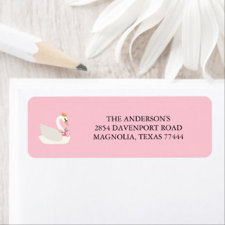 Zwaan Een Kleine Prinses Roze Baby Shower Adres Etiket