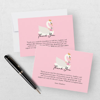 Zwaan Een Kleine Prinses Roze Baby Shower Bedankkaart