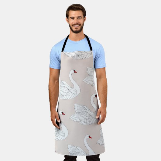 Zwaan Elegantie: ornamentaal wit patroon. Schort (Gedragen)