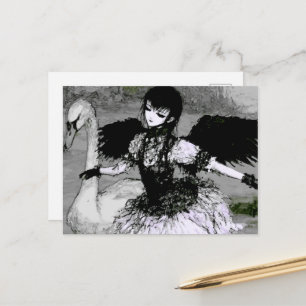 Zwaan en Ballerina Zwart en Wit Briefkaart
