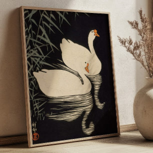 Zwaan en Riet Ohara Koson Japanse Houtblok Poster