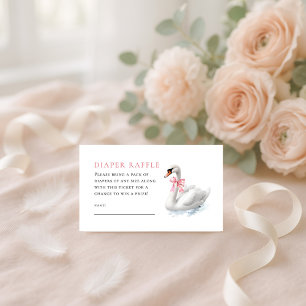 Zwaan en Roze Coquette Luierloterij Baby Shower Informatiekaartje