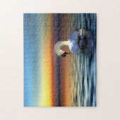 Zwaan en zonsondergang Mooie serene Legpuzzel (Verticaal)