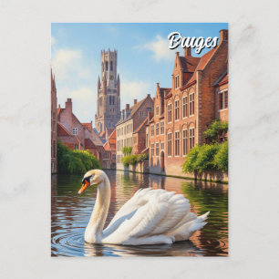 Zwaan in Brugge België Reis Souvenir Briefkaart