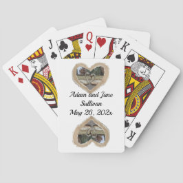 Zwaan in bruin hart bruiloft gunst speelkaarten