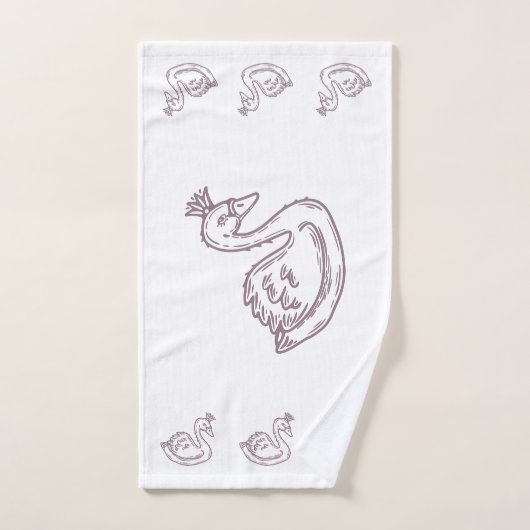 Zwaan in kroon bad handdoek (Handdoek)