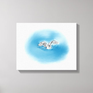 Zwaan Landing In Water Canvas Kunst