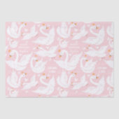 Zwaan Meisje Verjaardagsnaam Roze Wit Tissuepapier (Voorkant)