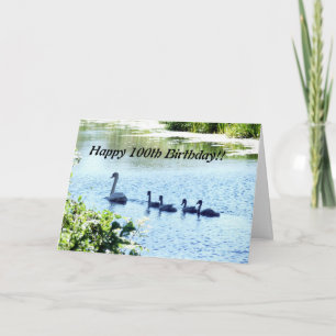 Zwaan met jonge zwanen op rivier kaart