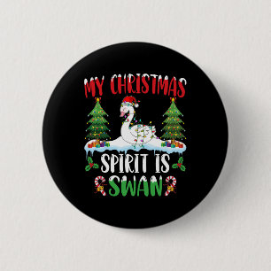 Zwaan met kerstmuts - Kerstmis geest is Ronde Button 5,7 Cm