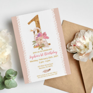 Zwaan Prinses 1e Verjaardag Uitnodiging