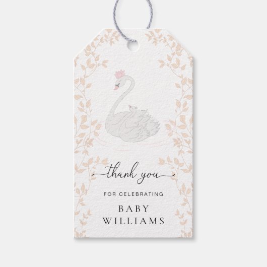 Zwaan Prinses Dank u Favor Cadeaulabel (Voorkant)