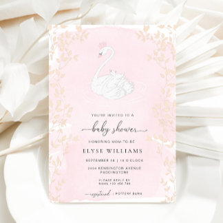 Zwaan Prinses Roze Baby shower Kaart