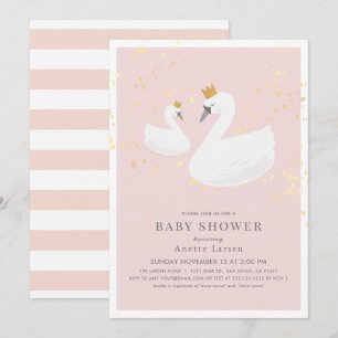Zwaan Prinses Roze Baby shower Kaart