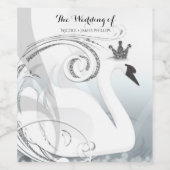 Zwaan Prinses Zilver & Wit Elegant Aangepaste Wijn Wijn Etiket (Enkel label)